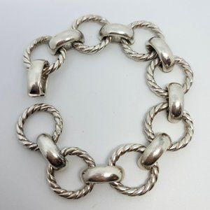Rare/HTF Authentic Sterling Round Twisted/Rope/Cable Link Bracelet
